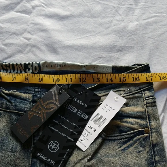 🔥 NEW Reason New York Stone Washed Flexable Denim Skinny Motorcycle Style Jeans - Picture 4 of 7